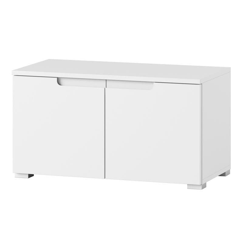 Arctic Elegance White Gloss Low Hallway Storage Cupboard Modern Handle-less Shoe and Essentials Cabinet