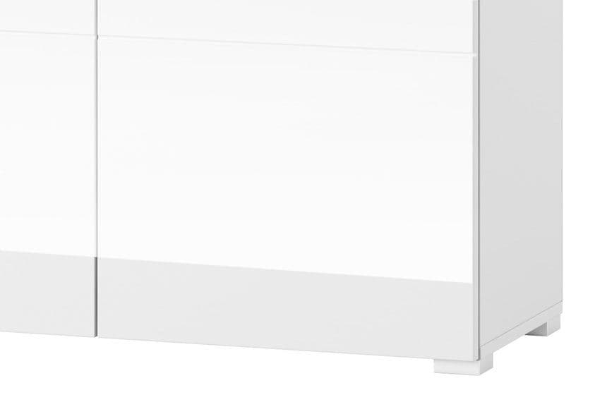 Arctic Elegance White High Gloss Tall Sideboard Cabinet | 2 Door 2 Drawer Storage Unit for Living, Dining Room or Hallway