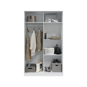Arctic white and oak effect sliding 2-door wardrobe by Lavish Kitchen Isle, compact bedroom storage with narrow design and modern style.