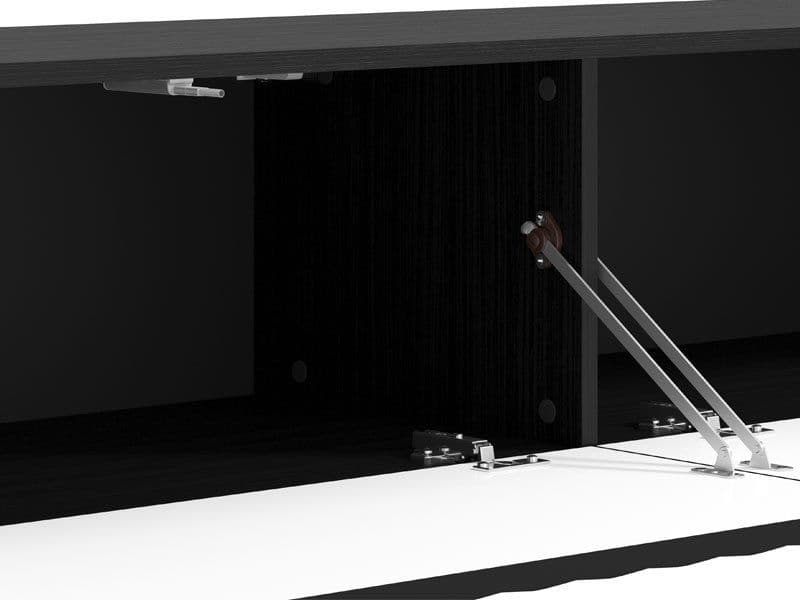 Modern wall-mounted TV stand in white slat effect with floating design, 154 cm size, by Lavish Kitchen Isle.