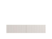 White slat effect modern wall-mounted TV stand in a floating design, 154 cm long, by Lavish Kitchen Isle.
