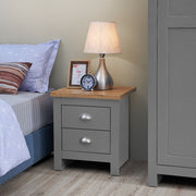 Lavish Kitchen Isle nightstand with 2 drawers, light grey and oak effect finish, ideal for bedroom bedside storage.