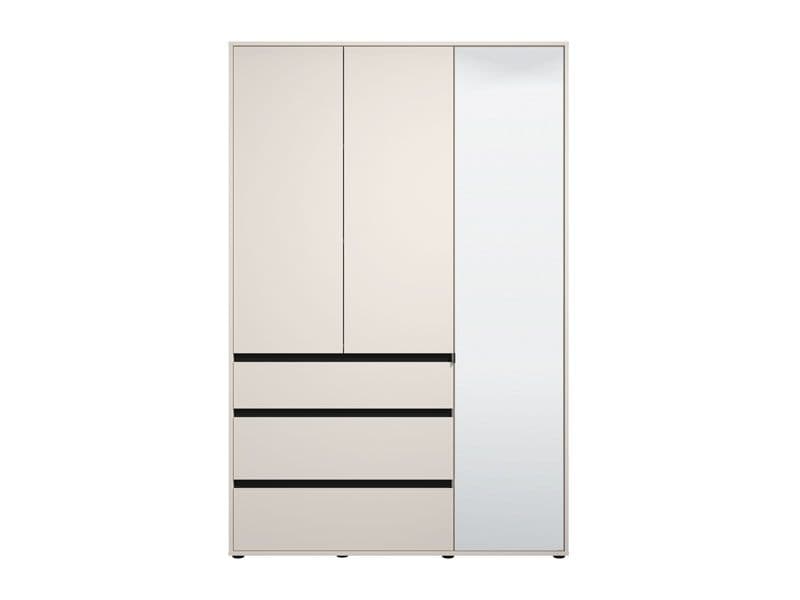 Aka Wardrobe 138cm 3 Door 3 Drawer Mirrored Cashmere Storage Hanging Door With Shelving Drawers Bedroom Furniture