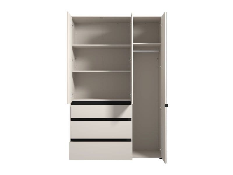 Aka Wardrobe 138cm 3 Door 3 Drawer Mirrored Cashmere Storage Hanging Door With Shelving Drawers Bedroom Furniture