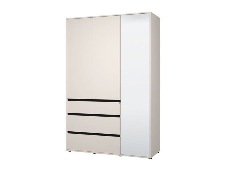 Aka Wardrobe 138cm 3 Door 3 Drawer Mirrored Cashmere Storage Hanging Door With Shelving Drawers Bedroom Furniture