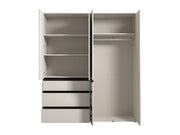 Modern Lavish Kitchen Isle 4-door wardrobe with mirrored doors, hanging rail, and shelves for stylish storage.