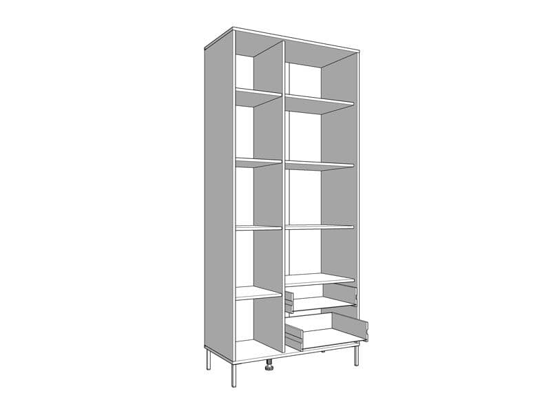 Liora Display Cabinet Storage Shelves Unit Slatted Artisan Oak Effect And Black Modern 86.5cm Wide Cupboard With Doors Living Dining Room Furniture