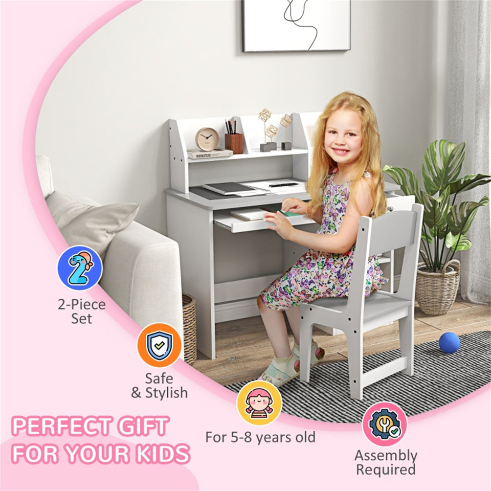 Children's Activity Desk with Storage - Grey Kids Study Furniture for Playroom & Bedroom