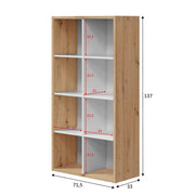 Arctic White and Oak 8-Tier Bookcase by Lavish Kitchen Isle with open shelves for modern storage and organization.