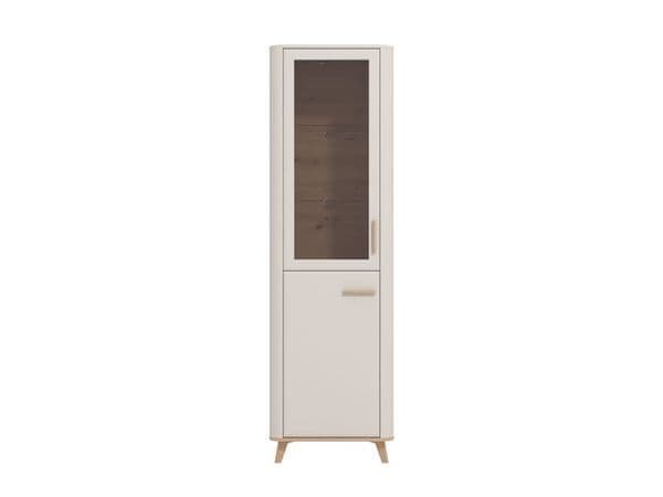 Kuri Display Cabinet Storage Shelves Unit 58cm Wide Tall Slim  Shelf Tier Cupboard With 2 Doors