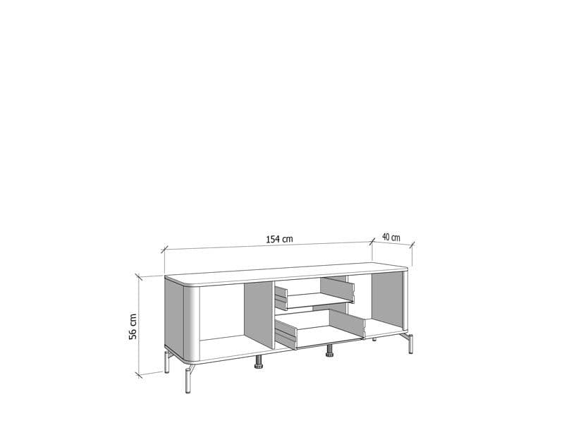 TV Stand Cabinet Unit Modern Cashmere & Oak Effect – 154cm Wide