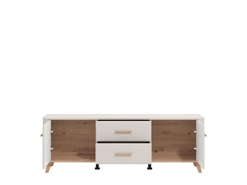 TV Stand Cabinet Unit Modern Cashmere & Oak Effect – 154cm Wide