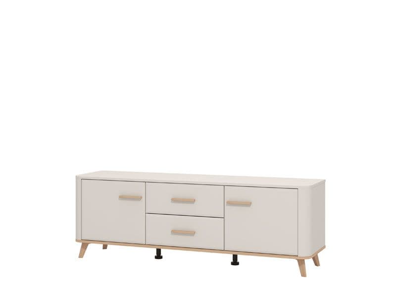 TV Stand Cabinet Unit Modern Cashmere & Oak Effect – 154cm Wide