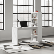 Lavish Kitchen Isle Orvara double white and grey computer desk with integrated bookcase, ideal for home office and study spaces