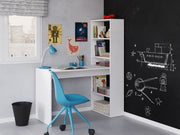 Lavish Kitchen Isle Orvara double white and grey computer desk with integrated bookcase, ideal for home office and study.