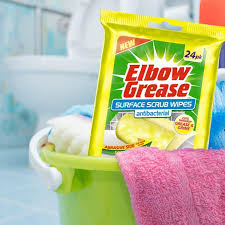Elbow Grease Antibacterial Surface Scrub Wipes – Pack of 12 (24 Wipes Per Pack) | Tough Cleaning Wipes for Kitchens, Bathrooms & More
