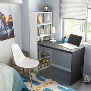 Lavish Kitchen Isle Orvara double white and grey effect computer desk with integrated bookcase, ideal for home office and study.