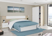 Arctic white and oak effect sliding 2-door wardrobe by Lavish Kitchen Isle, small narrow bedroom storage unit, 120cm wide.