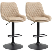 Set of 2 green faux leather bar stools with adjustable height and swivel features by Lavish Kitchen Isle.