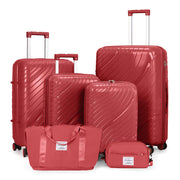4-Piece Luggage Set - Durable PP Suitcase with Travel Tote & Toiletry Kit (Rose Gold, Red, Grey) - Lavish Kitchen Isle