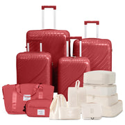 4-Piece Luggage Set - Durable PP Suitcase with Travel Tote & Toiletry Kit (Rose Gold, Red, Grey) - Lavish Kitchen Isle