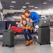 4-Piece Luggage Set - Durable PP Suitcase with Travel Tote & Toiletry Kit (Rose Gold, Red, Grey) - Lavish Kitchen Isle