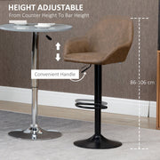 Set of 2 Adjustable Bar Stools – PU Leather, Swivel & Gas Lift Design