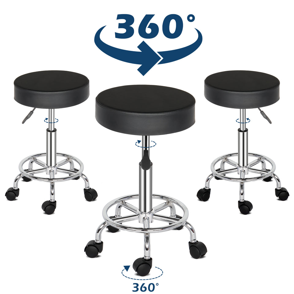 Round Stool  Feet Rotation Bar Stool Black