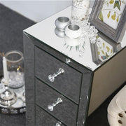 Mirrored 3 Drawer Bedside Table – Modern Glass Nightstand with Crystal Knobs 60cm - Lavish Kitchen Isle