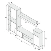 Large TV entertainment wall unit cabinet with white and concrete grey effect, modern design by Lavish Kitchen Isle