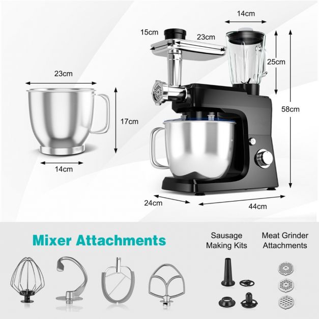 3 in 1 Electric Food Stand Mixer with Dough Hook and Mixing Bowl