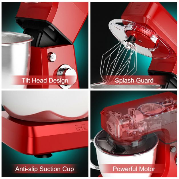 3 in 1 Electric Food Stand Mixer with Dough Hook and Mixing Bowl