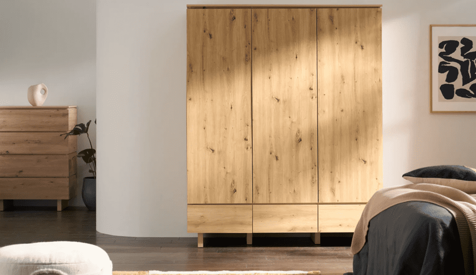 IBA Artisan Oak Effect Triple Wardrobe with 3 Doors and 3 Drawers Spacious Wardrobe Storage for Bedroom