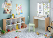 Arctic White and Oak 8-tier bookcase by Lavish Kitchen Isle with open shelves for modern storage and display.