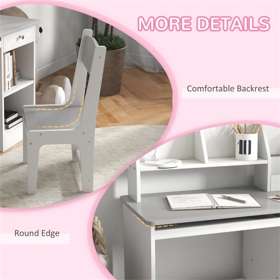 Children's Activity Desk with Storage - Grey Kids Study Furniture for Playroom & Bedroom