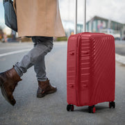 4-Piece Luggage Set - Durable PP Suitcase with Travel Tote & Toiletry Kit (Rose Gold, Red, Grey) - Lavish Kitchen Isle