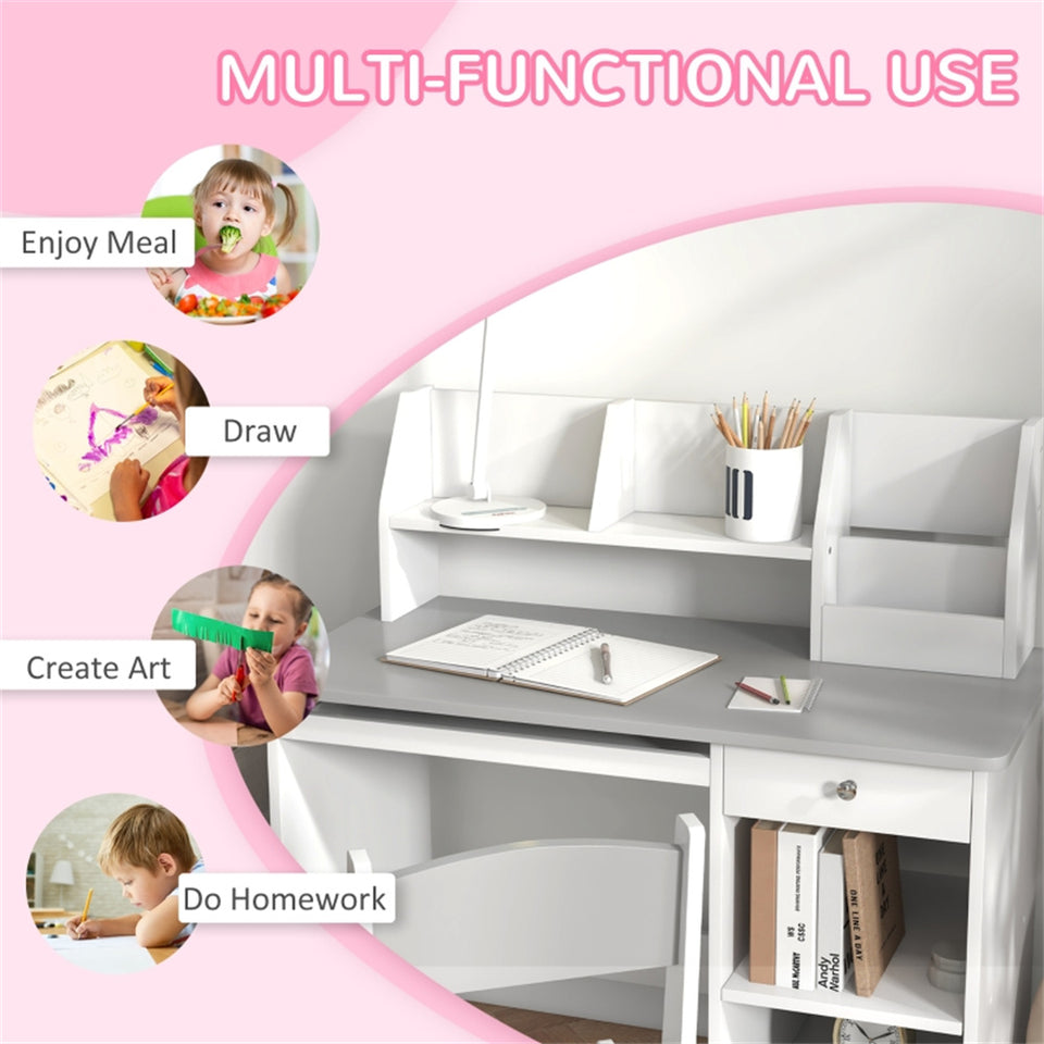 Children's Activity Desk with Storage - Grey Kids Study Furniture for Playroom & Bedroom