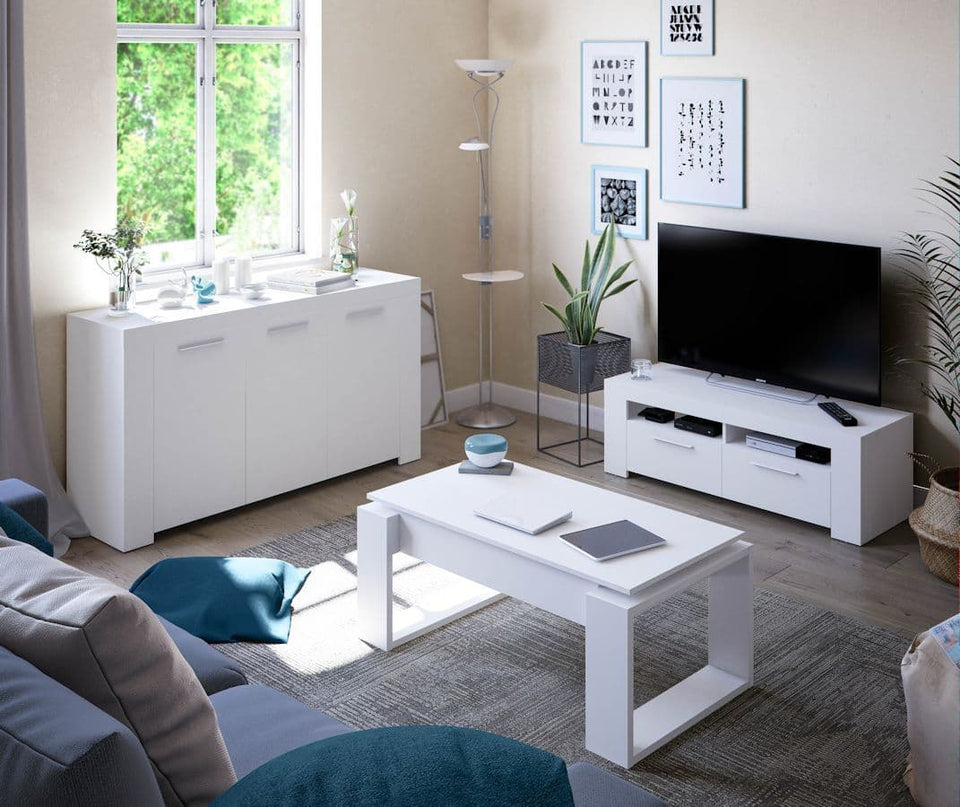 White Coffee Table with Lift-Up Storage – Modern Living Room Furniture