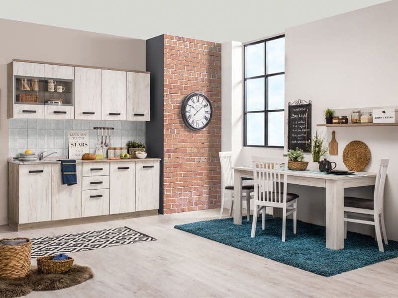 Contemporary White Oak Effect Kitchen Cupboard with Ample Storage