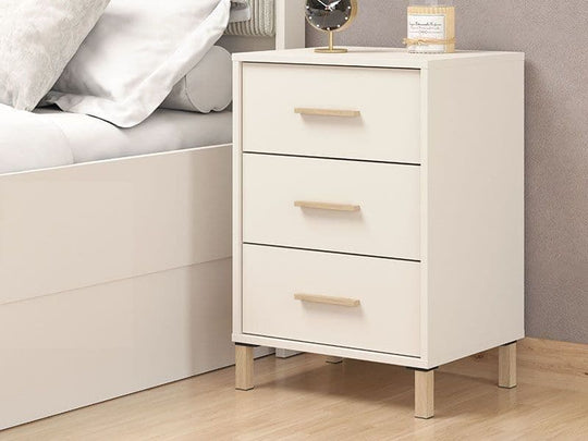 Lagdu Cashmere and Artisan Oak Effect Nightstand – 3 Drawer Bedside Table