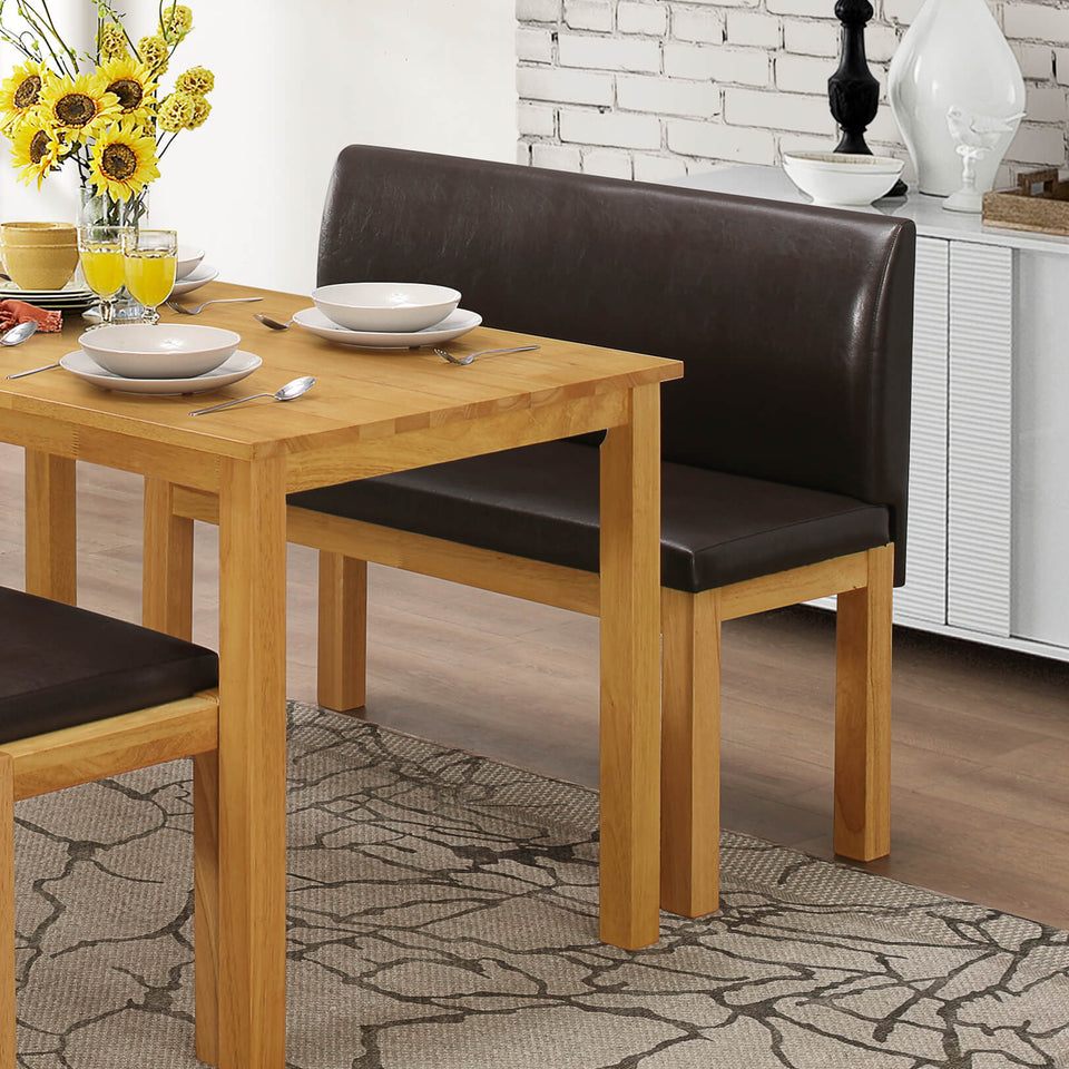 Hamra Natural Oak Bench with Backrest – Premium Solid Wood Dining Bench for Stylish Interiors - Lavish Kitchen Isle