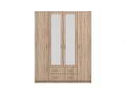 Lavish Kitchen Isle JEHO Sonoma Oak Effect 4-door wardrobe with 2 drawers and mirrors, stylish bedroom storage solution.