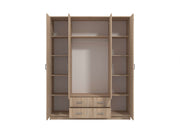 Lavish Kitchen Isle Sonoma Oak Effect 4-Door Wardrobe with 2 Drawers and Mirrors, stylish bedroom storage solution.