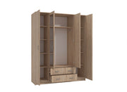 Lavish Kitchen Isle JEHO Sonoma Oak Effect 4-door wardrobe with 2 drawers and mirrored doors for stylish bedroom storage.