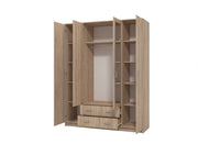 Lavish Kitchen Isle JEHO Sonoma Oak Effect 4-door wardrobe with 2 drawers and mirrored doors for stylish bedroom storage.