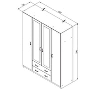 Lavish Kitchen Isle JEHO Sonoma Oak Effect 4-door wardrobe with 2 drawers and mirrored doors for stylish bedroom storage.