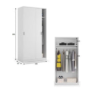 White sliding door wardrobe with two doors, hanging rail, and shelf for narrow bedroom storage by Lavish Kitchen Isle.