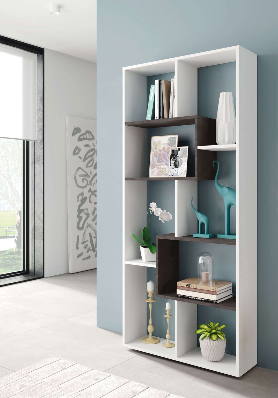 Buma White and Dark Brown Shelving Storage Book Shelves  Bookcase Unit Versatile and Modern Storage Solution