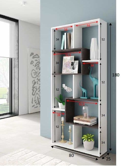 Buma White and Dark Brown Shelving Storage Book Shelves  Bookcase Unit Versatile and Modern Storage Solution