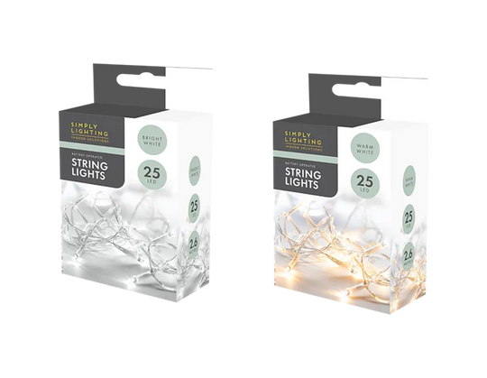 Simply Lighting 24 Set LED Fairy Lights – Warm White, 2.6m Each, Indoor Use
